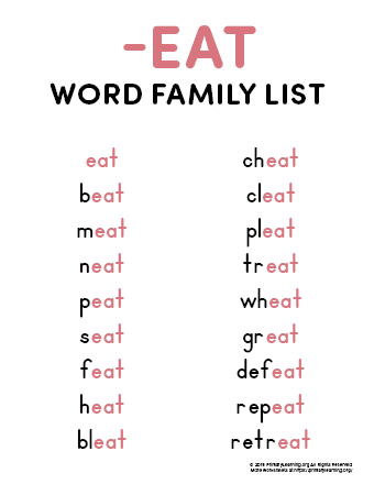 eat word family list