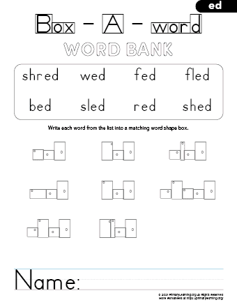 ed family words kindergarten