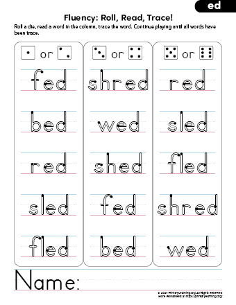 ed word family activities for kindergarten