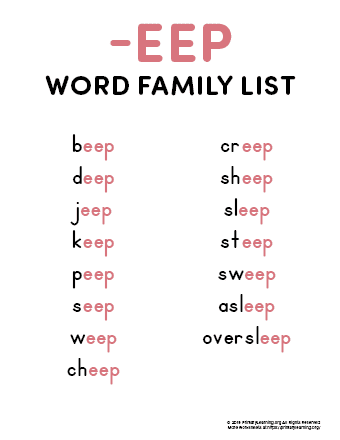 eep word family list