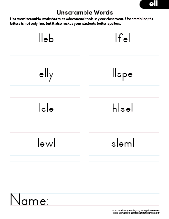 ell family words games