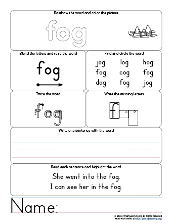 fog worksheet