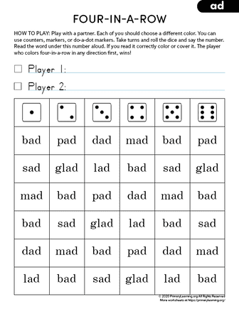 reading ad word family words