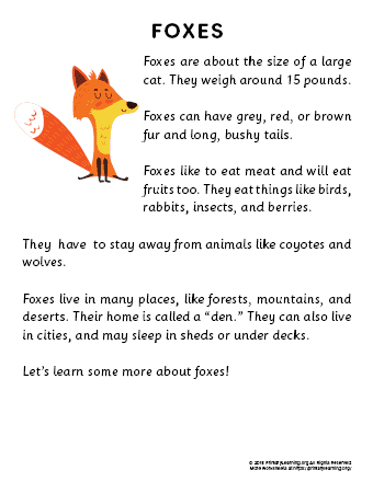 fox reading passage