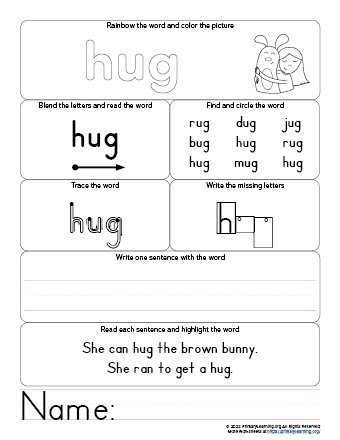 hug worksheet