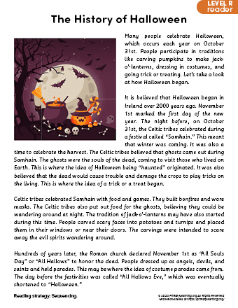 history of halloween reading passage