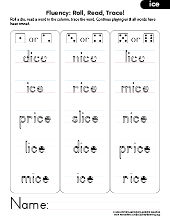 ice word family activities for kindergarten
