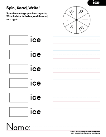 ice word family activity
