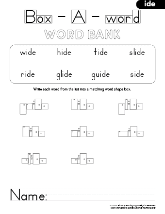 ide family words kindergarten
