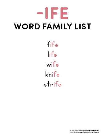 ife word family list