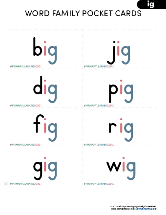 ig word family pocket cards