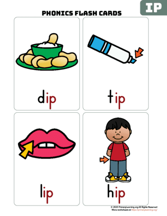 ip word family flash cards