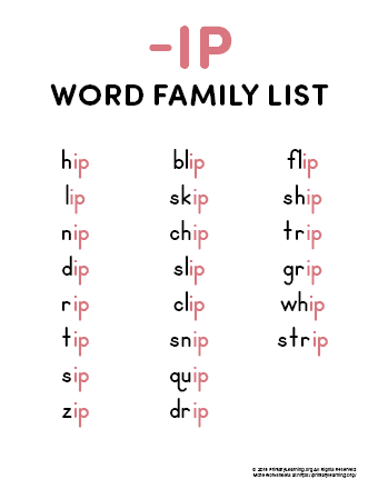 ip word family list