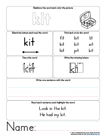 kit worksheet