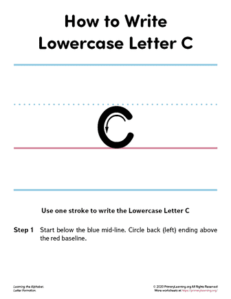 how to write the lowercase letter c