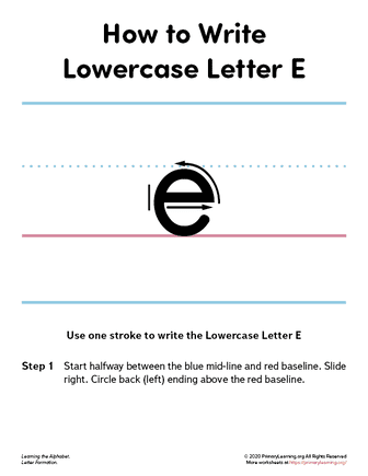 how to write the lowercase letter e