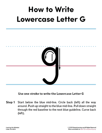 how to write the lowercase letter g