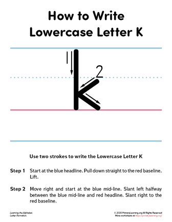 how to write the lowercase letter k