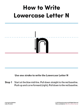 how to write the lowercase letter n