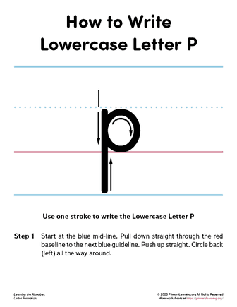 how to write the lowercase letter p