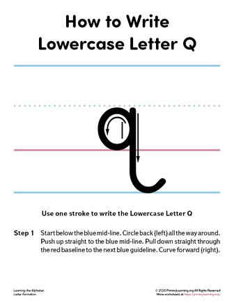 how to write the lowercase letter q