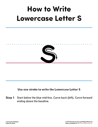 how to write the lowercase letter s