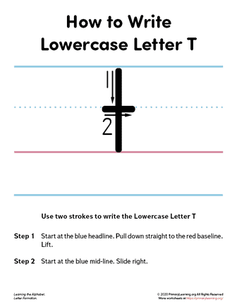 how to write the lowercase letter t