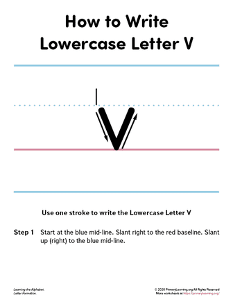 how to write the lowercase letter v