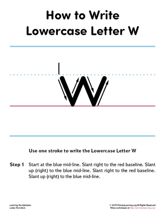 how to write the lowercase letter w