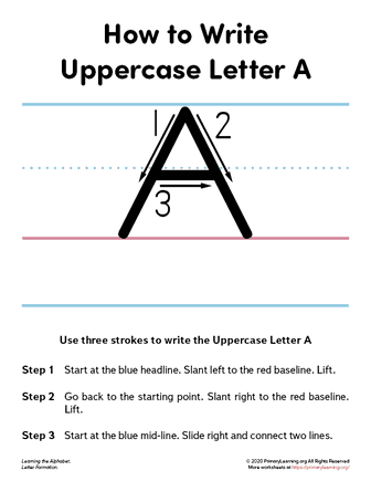 how to write the uppercase letter a