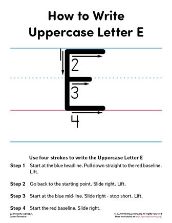 how to write the uppercase letter e