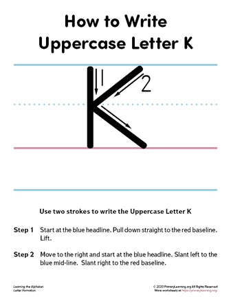 how to write the uppercase letter k