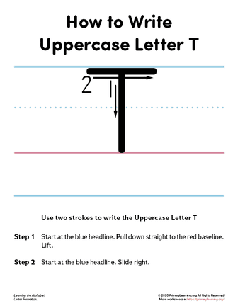 how to write the uppercase letter t