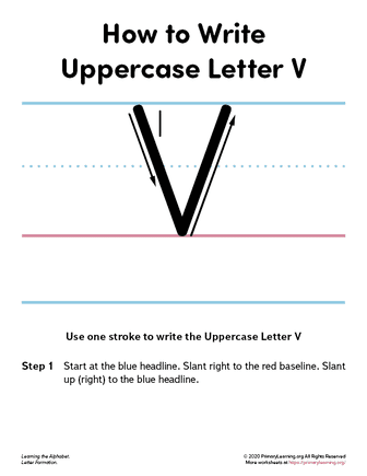 how to write the uppercase letter v