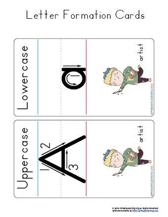 letter a formation cards