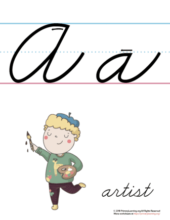 the letter a in cursive