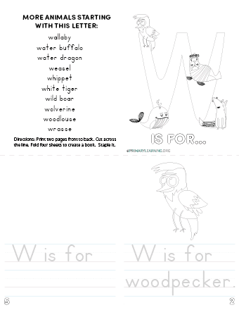 letter w printable book