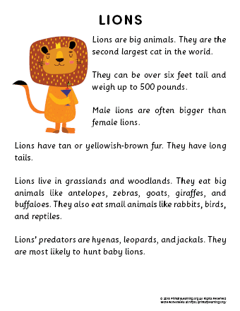 lion reading passage