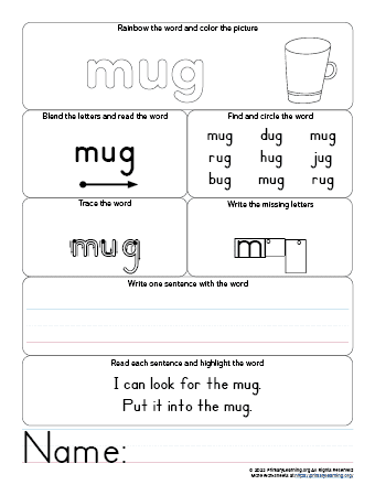 mug worksheet