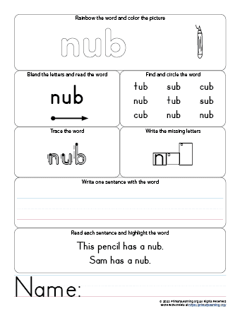nub worksheet