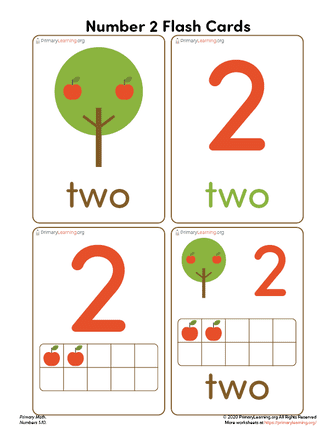 number teo flash cards