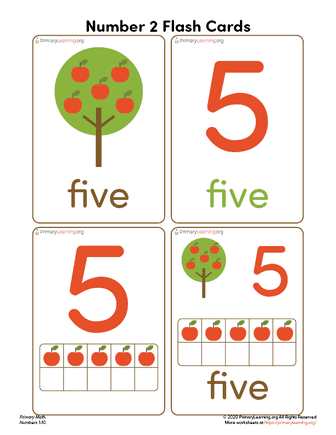 number five flash cards