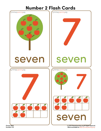 number seven flash cards