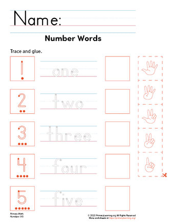 Numbers Words Worksheets