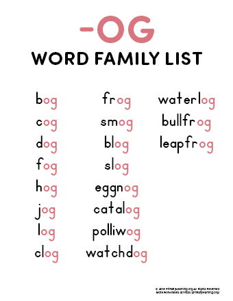 og word family list
