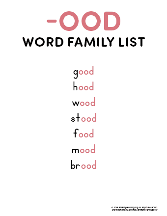 ood word family list