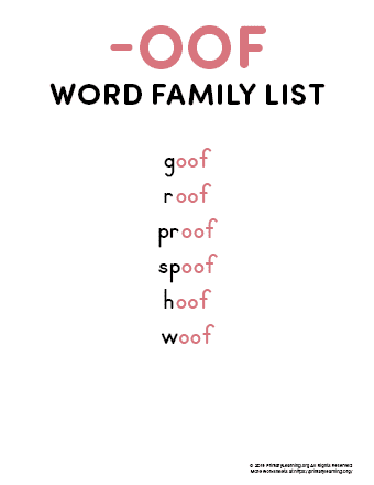 oof word family list