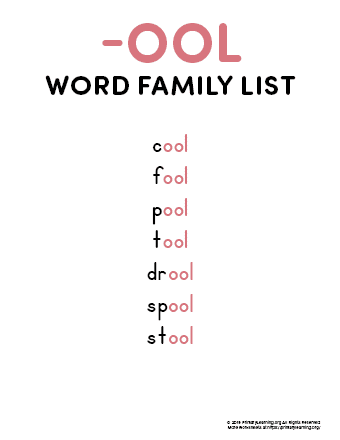 ool word family list