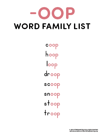 oop word family list