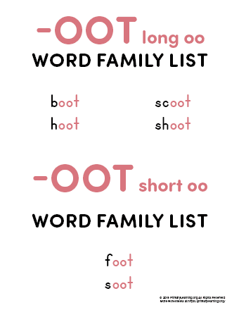oot word family list